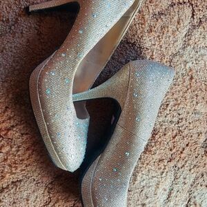 Sparkling Silver Platform Heels